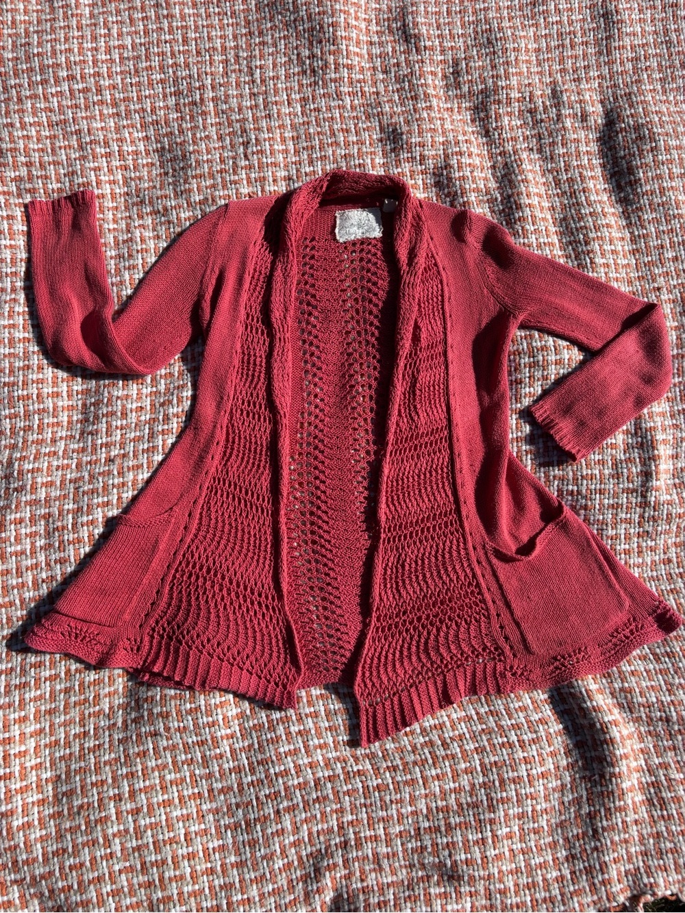 Salmon knit duster cardigan